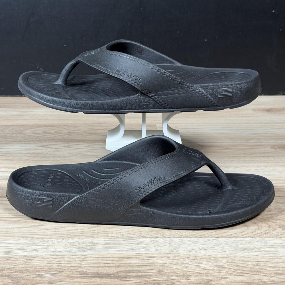 Nuusol Sandals Mens Size 14 Black Flip Flops Comfort Orthotic Walking Made USA